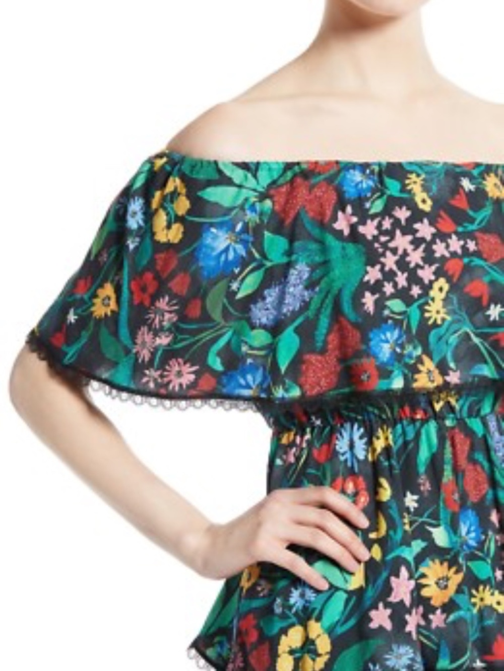 Alice + Olivia Tylie Tiered Novelty Floral Print Tiered Ruffle Strapless Dress - Picture 7 of 8
